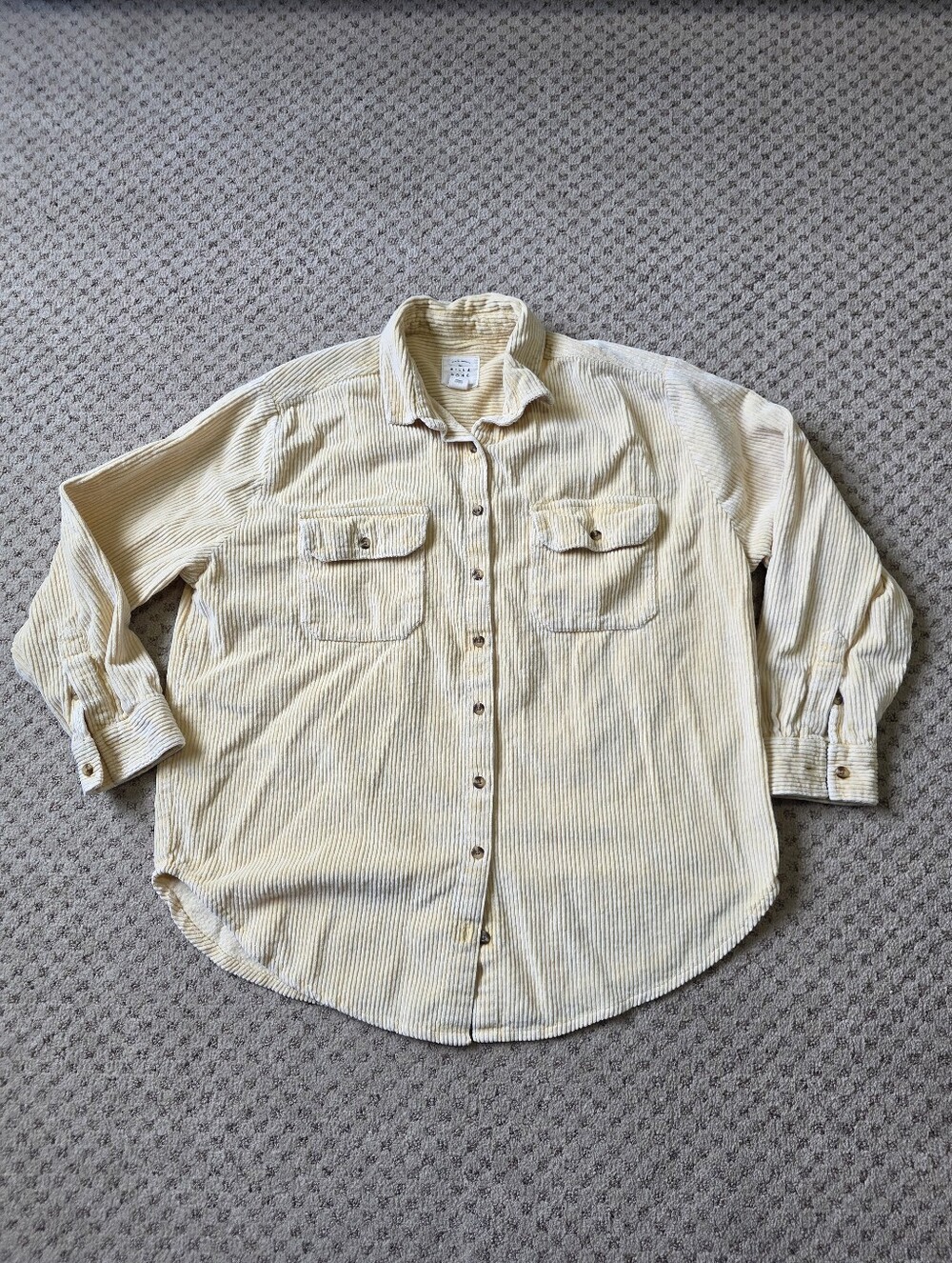 Billabong Pale Yellow Corduroy Button-Down Shirt